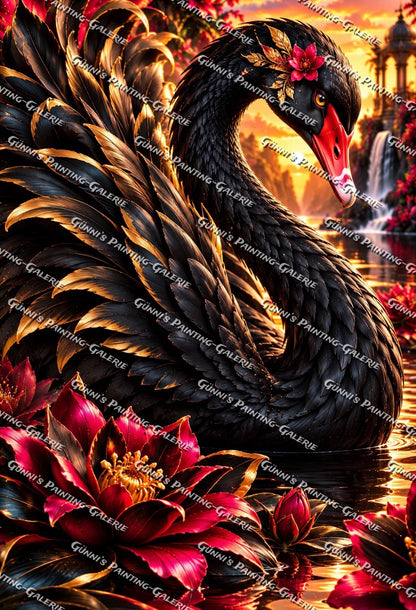 Der schwarze Schwan by Glaze_AI 75x110 240 Farben