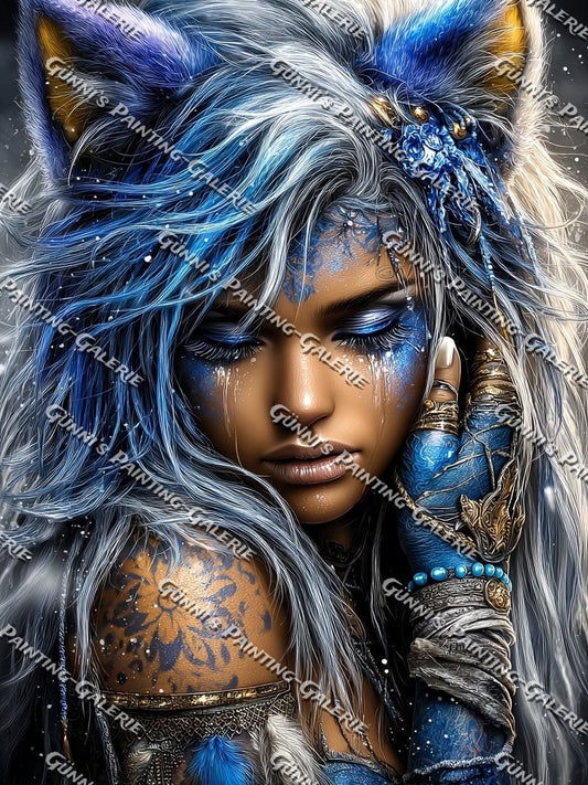 Tochter des Winterwolfs by illumaris KI_Art 75x100 225 Farben