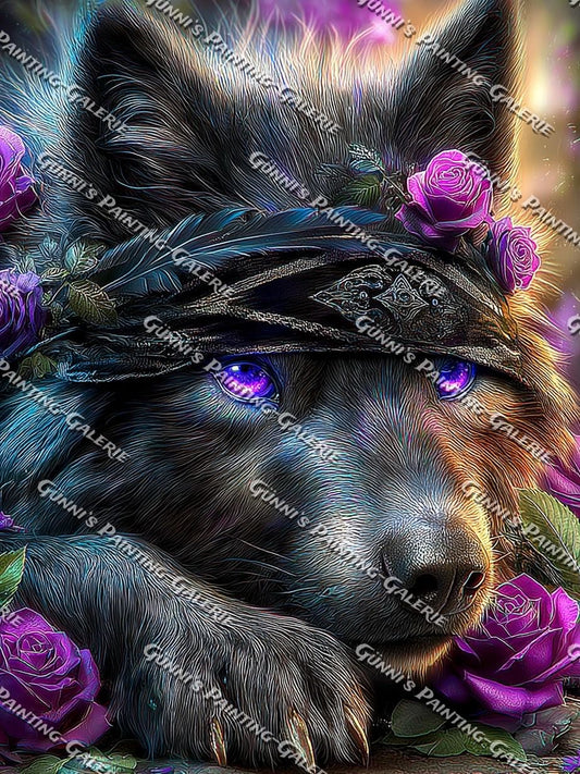 Wolf der Dämmerrose by Elly_A.I. 75x100 285 Farben