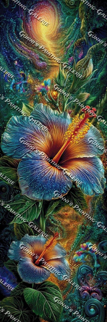 Zeitlos - Hibiskus Blüten by QN 50x150 350 Farben