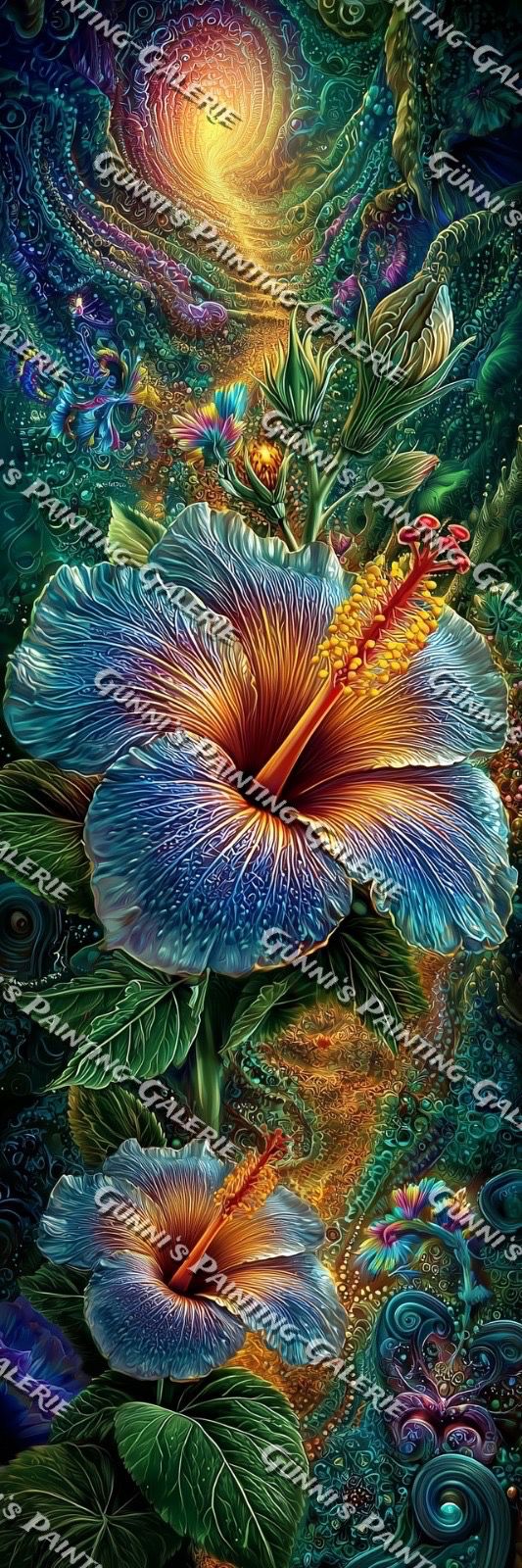 Zeitlos - Hibiskus Blüten by QN 50x150 350 Farben