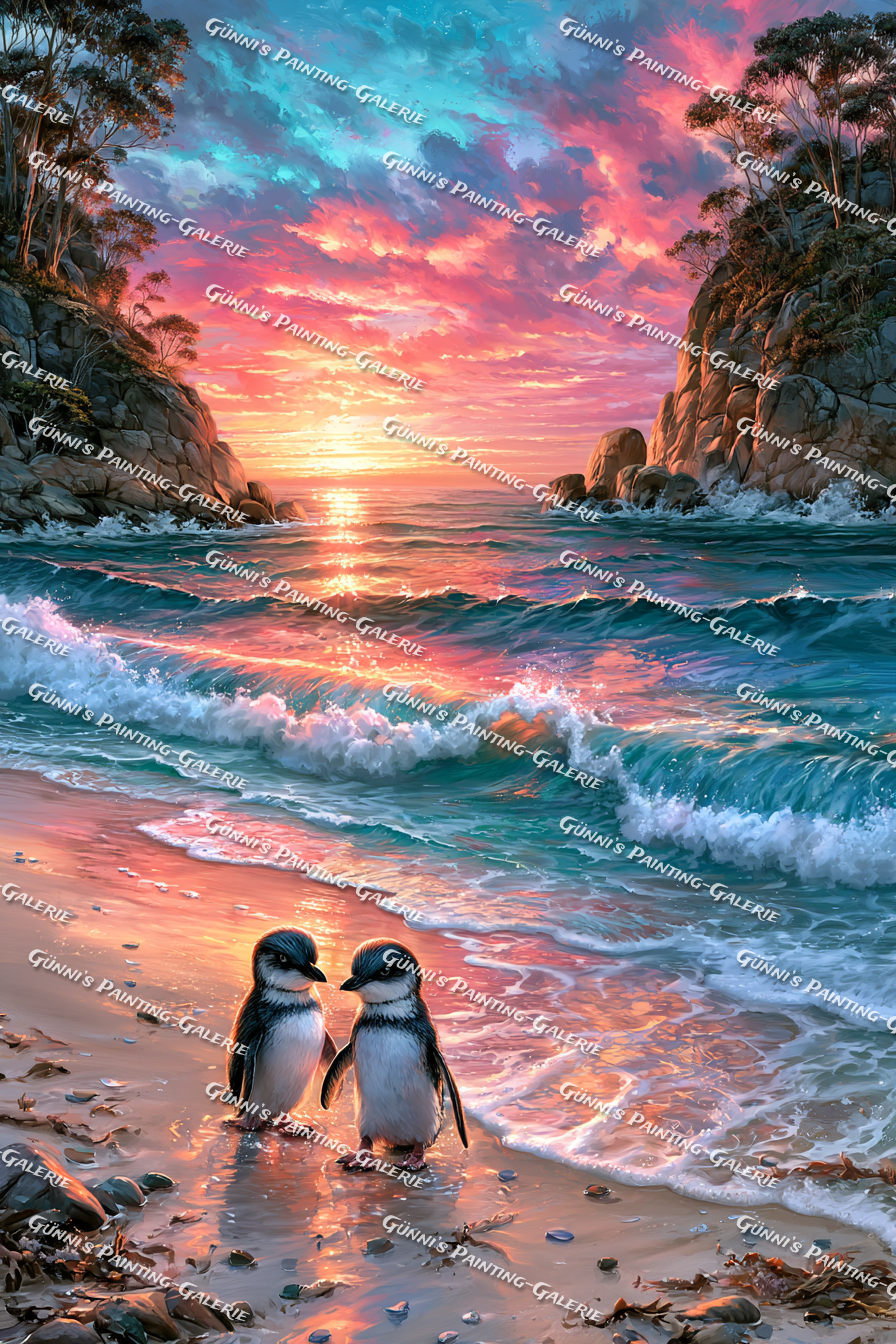 Zwei Herzen am Meer by Elly_A.I. 80x120 245 Farben