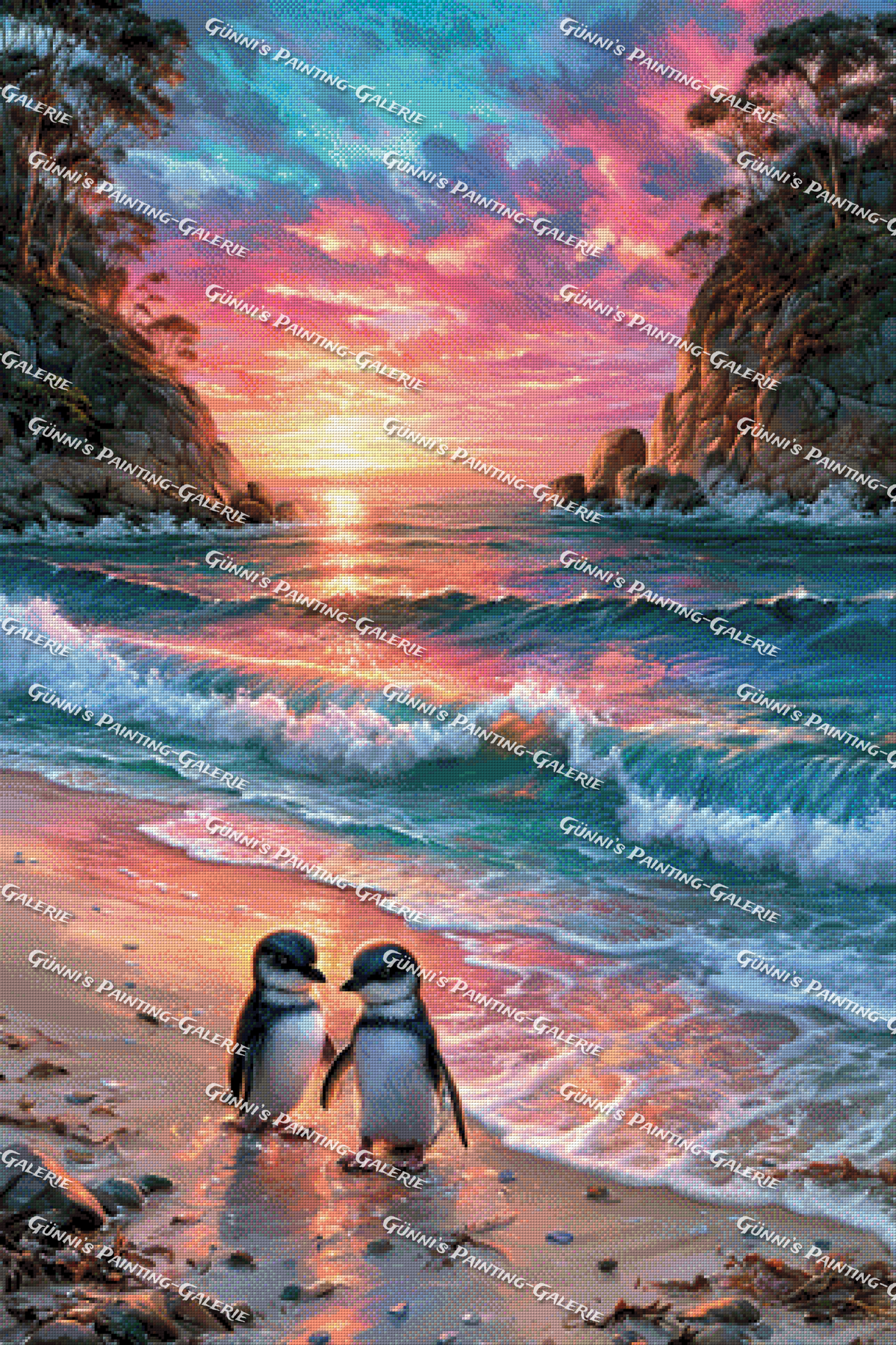 Zwei Herzen am Meer by Elly_A.I. 80x120 245 Farben