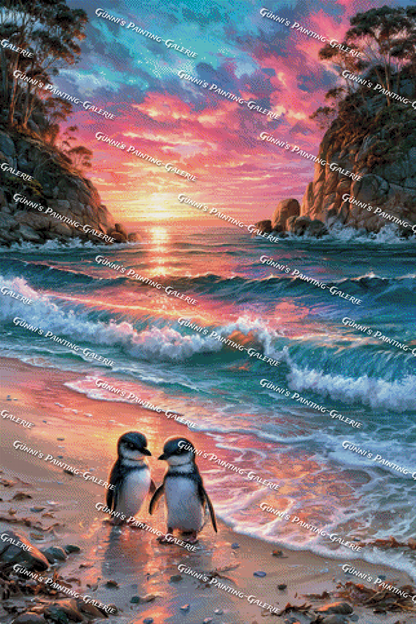 Zwei Herzen am Meer by Elly_A.I. 80x120 245 Farben