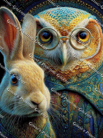 Zeitlos - Eulchen&Hasi by QN 75x100 295 Farben