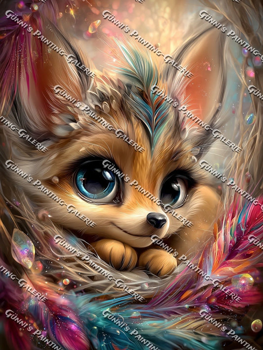 Fuchs im Federnest by Sweet_Loco_AI 75x100 290 Farben