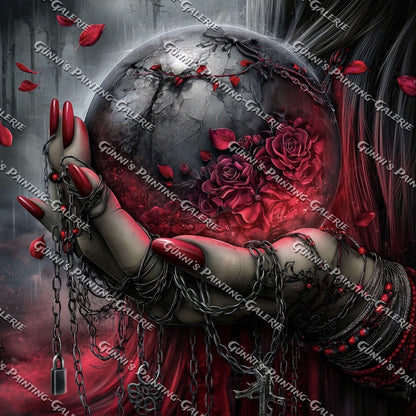 Whisper in Crimson - Flüstern der Rosenkugel by Sweet_Loco_AI 90x90 150 Farben