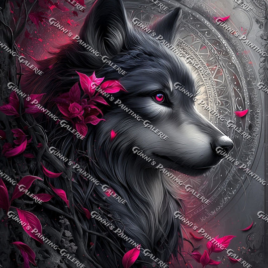 Whisper in Crimson - Der Schattenwolf 90x90 150 Farben