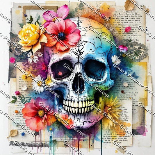 Flora Skull by QN 90x90 380 Farben