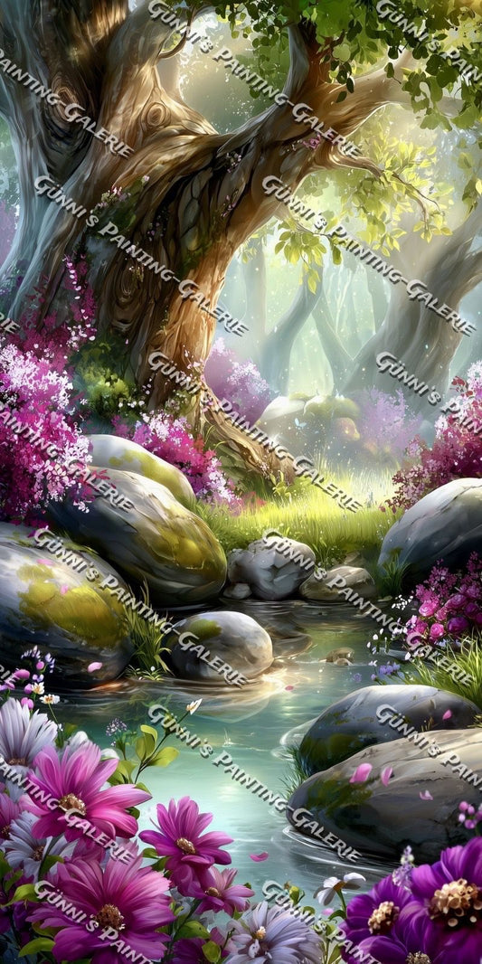 Der verzauberte Waldfluss by Sweet_Loco_AI 60x120 240 Farben