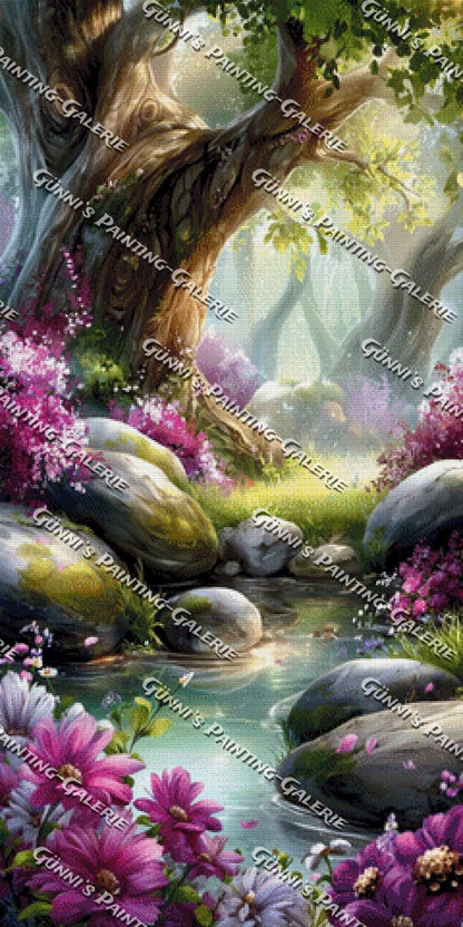 Der verzauberte Waldfluss by Sweet_Loco_AI 60x120 240 Farben