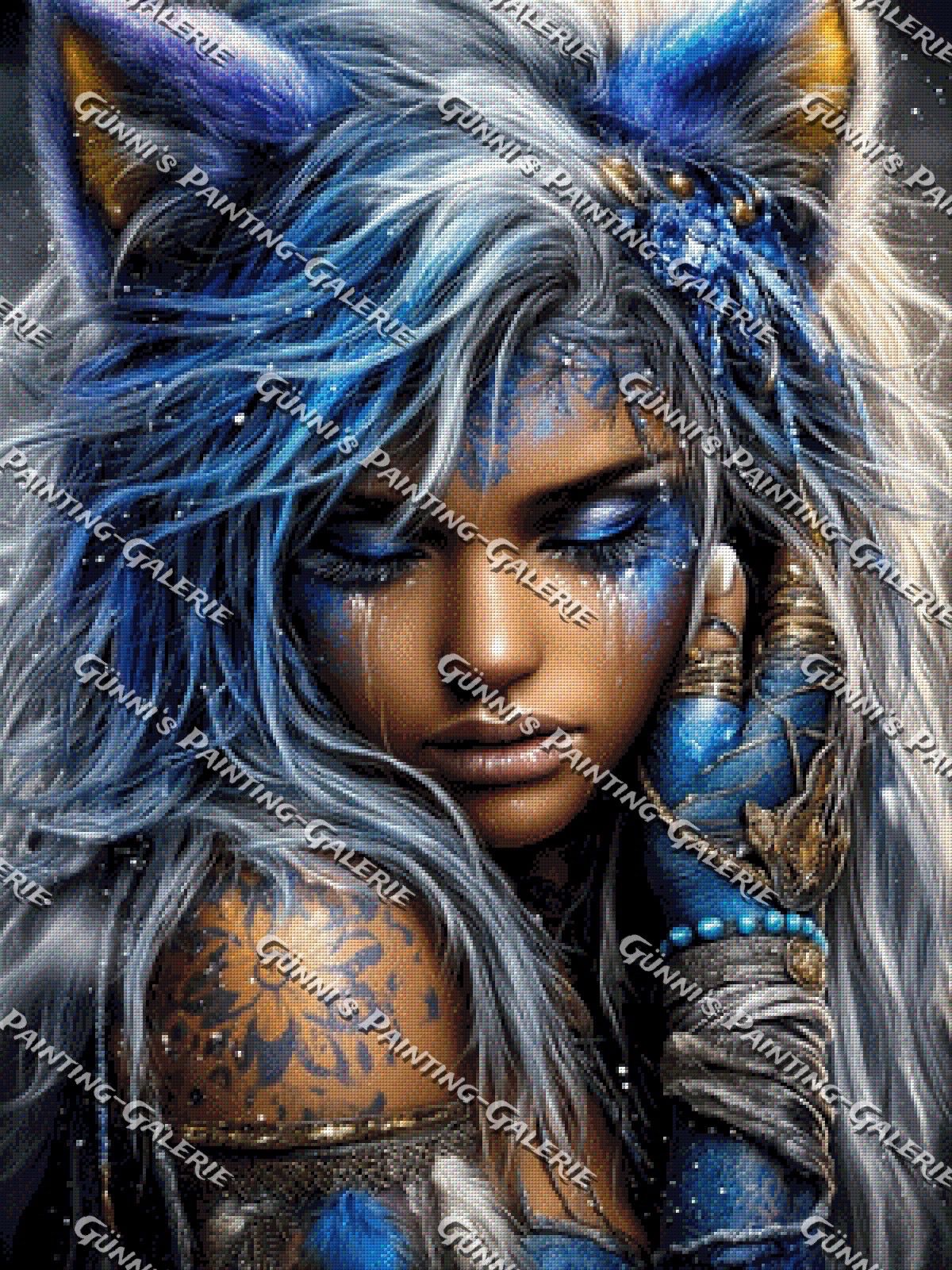 Tochter des Winterwolfs by illumaris KI_Art 75x100 225 Farben